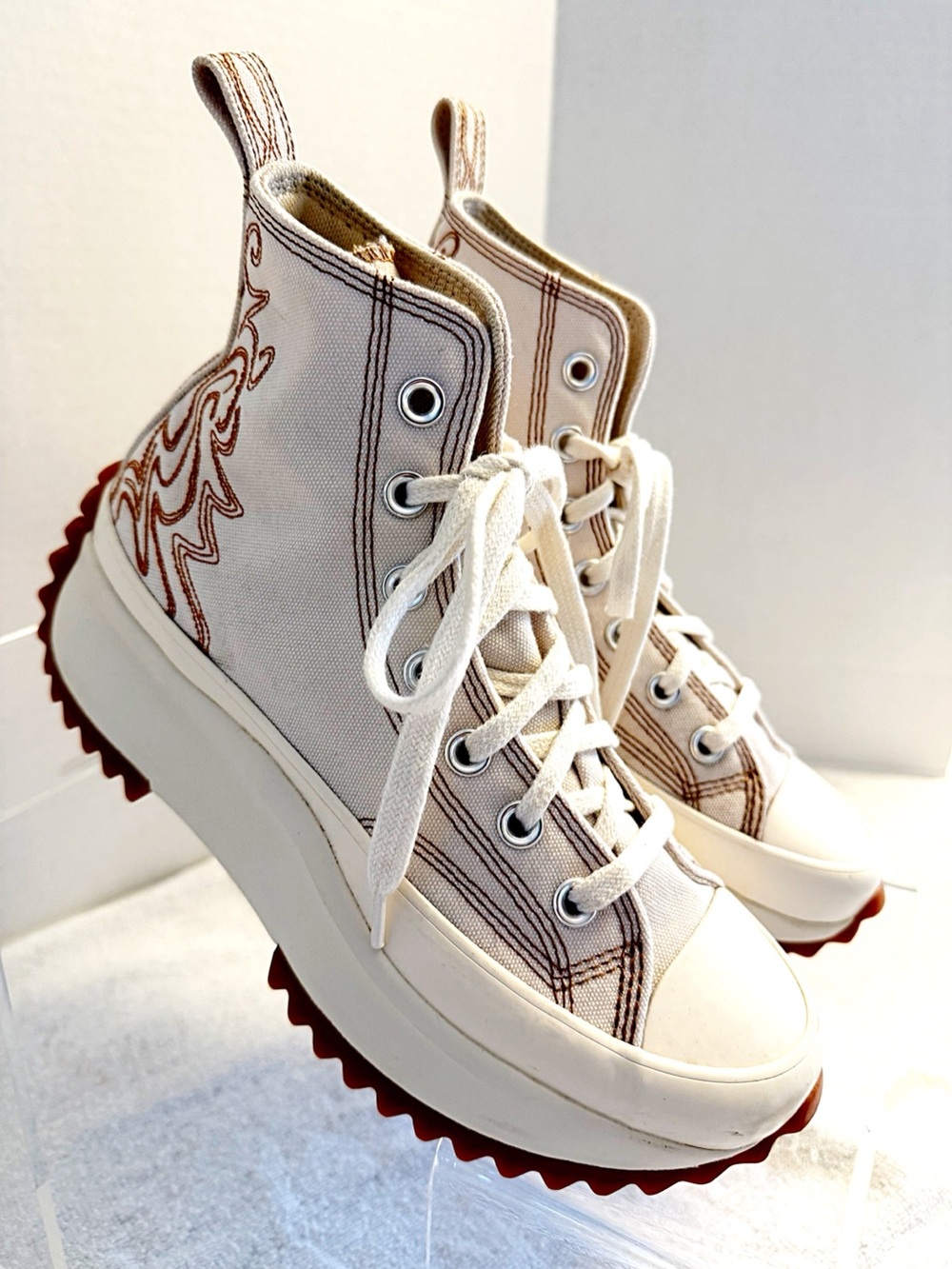 Converse Run Star Hike Platform High Top Sneakers Western Embroidery Women’s 7